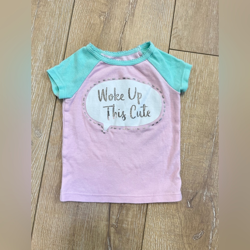 Girls 12 months Wonder Nation Pink and Green Short Sleeve pajama Tee